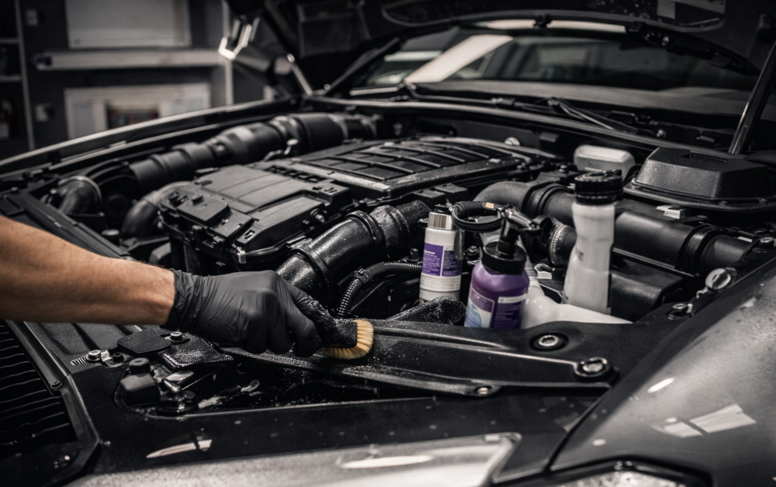 Reinigung des Motorraums